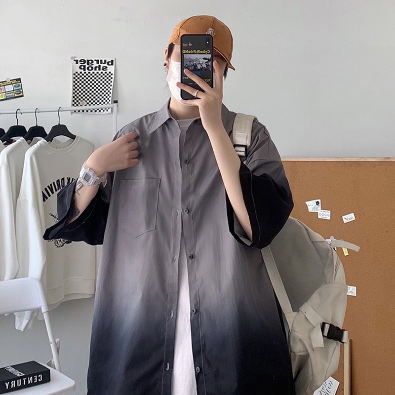 Áo sơ mi AOKANG tay ngắn phong cách Hong Kong thời trang cho nam