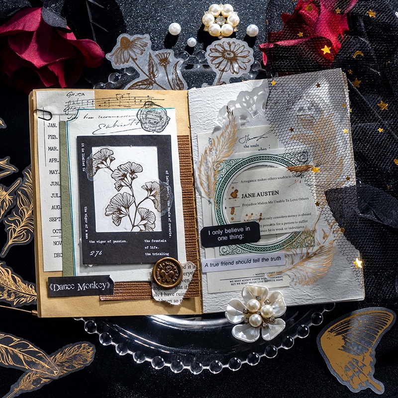 Bộ 40 Miếng Dán Mạ Vàng Dùng Trang Trí Sổ Tay diy