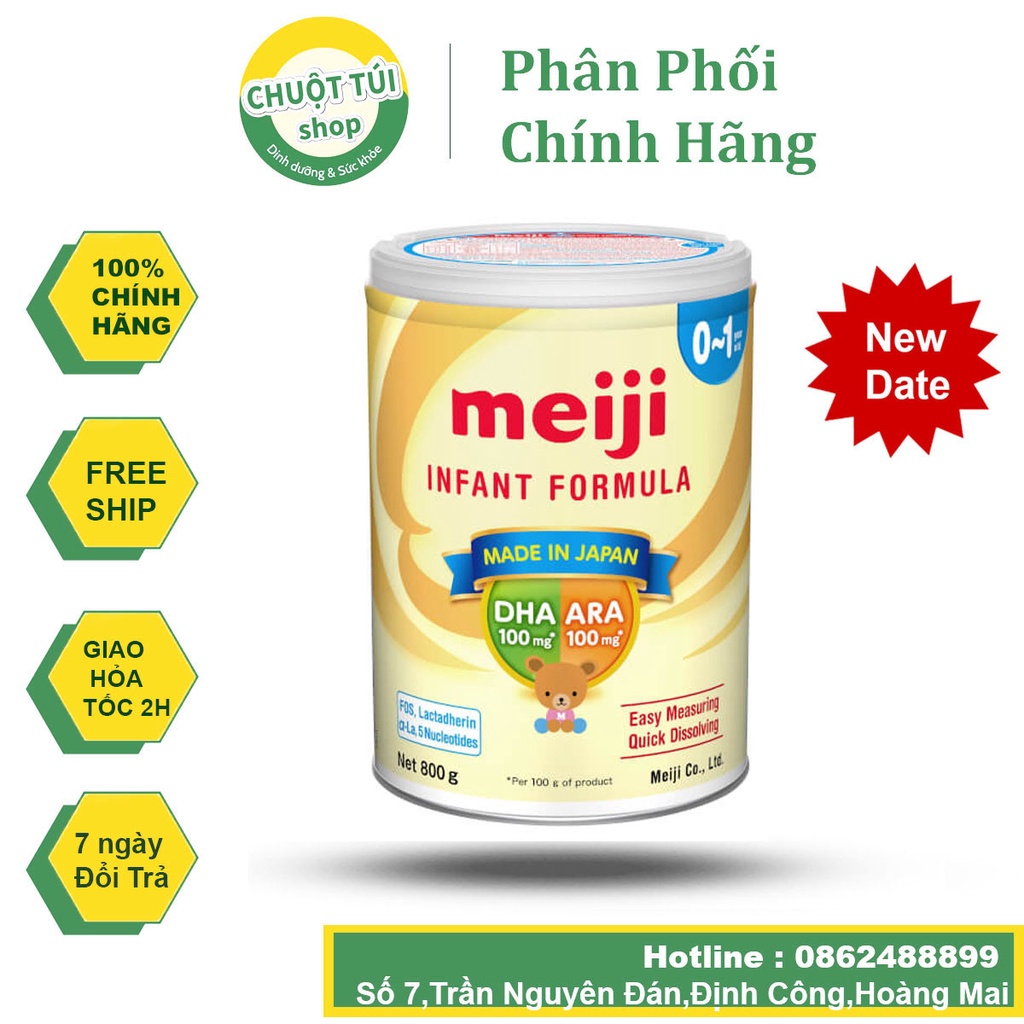 2 hộp Sữa Meiji Số 0-1 800g date 2024