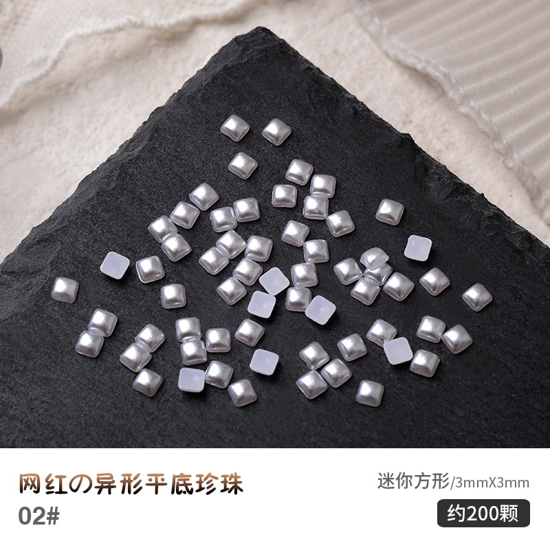 Set 200 Phụ Kiện Trang Trí Móng Tay Hình Trăng Sao Màu Trắng Đính Ngọc Trai