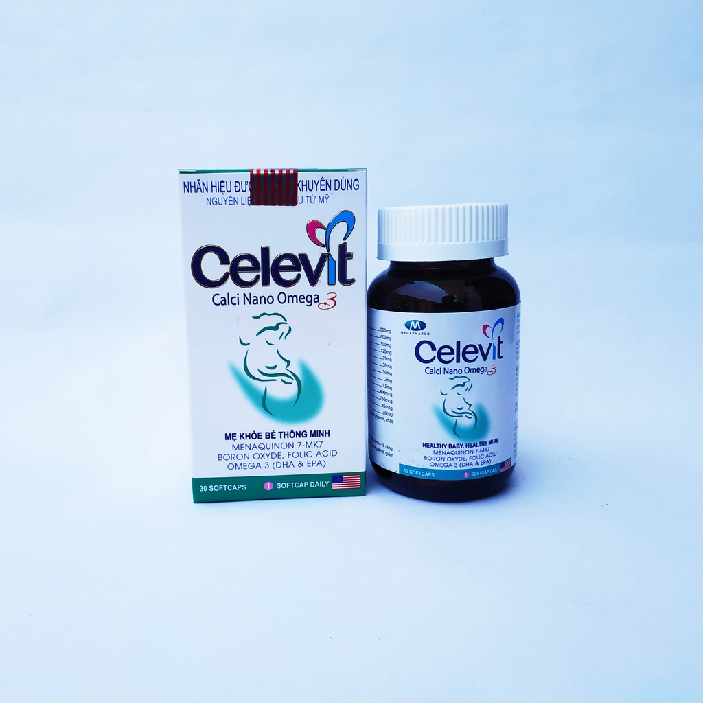 Viên Uống Bổ Sung Canxi Cho Mẹ Bầu - Ngày Dùng 1 Viên Duy Nhất - Celevit Calcium Nano Omega 3 - Lọ 30 Viên