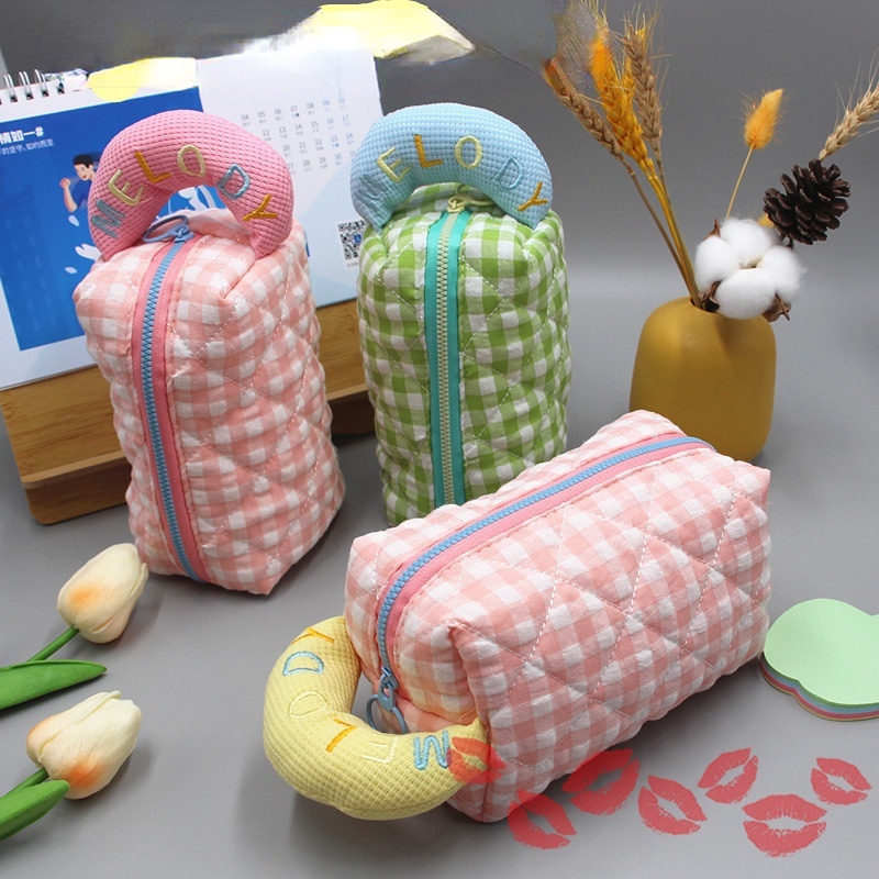 Túi Đựng Mỹ Phẩm Vải cotton Thêu Họa Tiết Xinh Xắn