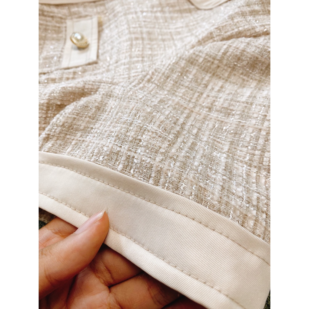 Váy Lorar vải Tweed DESIGN BY HUONGTYT 2 lớp gam màu nude thanh lịch