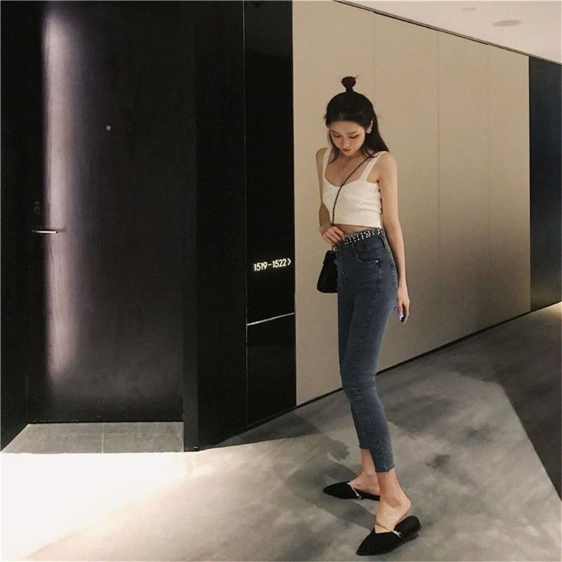 Áo Croptop Dệt Kim Sát Nách Cổ Vuông Thời Trang Đường Phố Gợi Cảm Cho Nữ