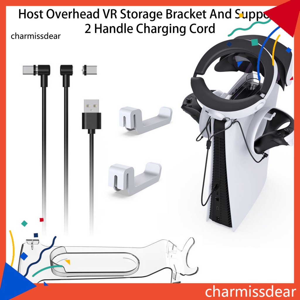 1 Bộ Giá Đỡ Tay Cầm Điều Khiển Chơi Game PS5 / PS VR2 Có Dây Cáp Sạc