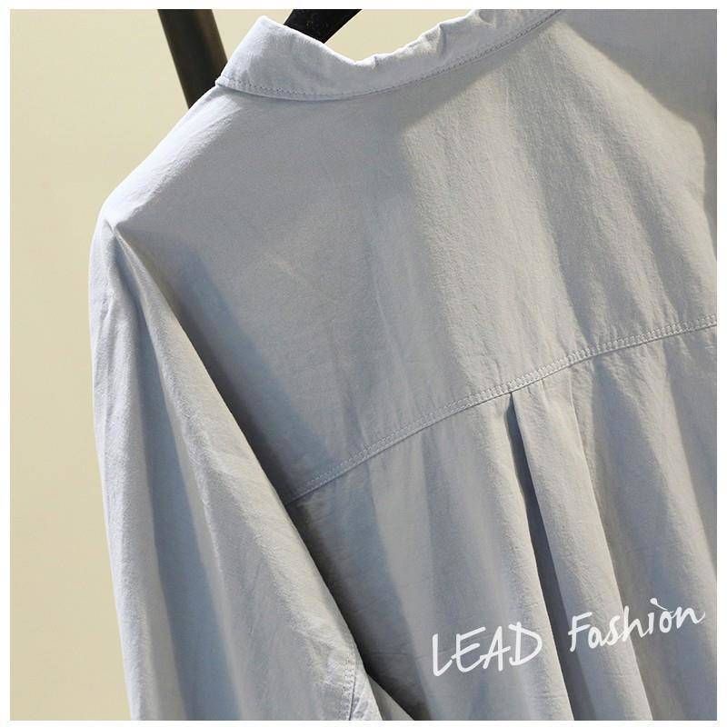 Áo Sơ Mi Tay Dài Dáng Rộng Màu Trơn Phong Cách Hàn Quốc Thời Trang Mùa Xuân Mới 2023