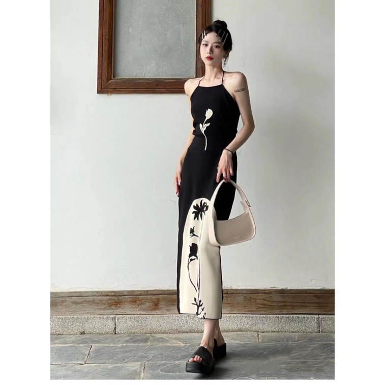 Bán Chạy!F &amp; X Đầm Dài Dệt Kim Cao Cấp Phong Cách Trung Hoa Cổ Điển Sang Trọng Thiết Kế Mới Cho Nữ Mopping Floor