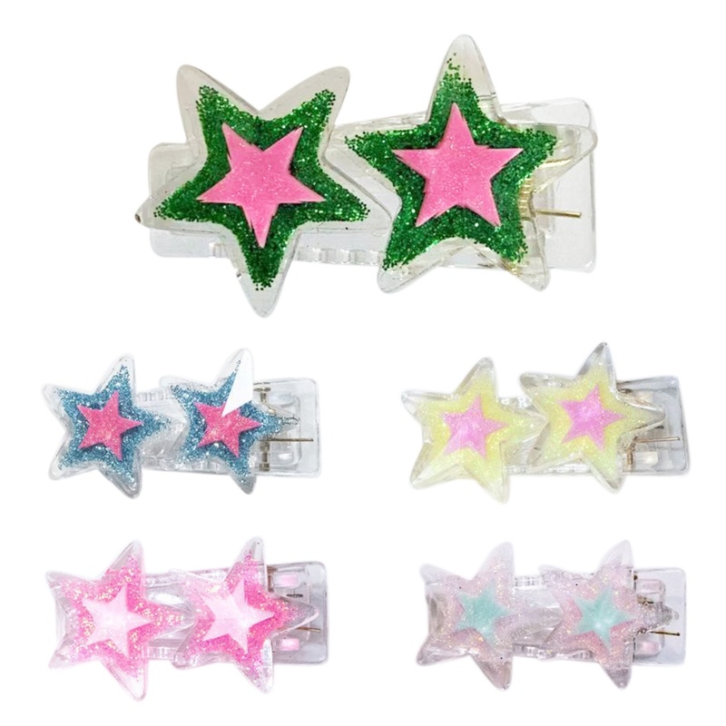 Kẹp Tóc Nhựa Họa Tiết Ngôi Sao Hoạt Hình Lấp Lánh Ngọt Ngào Cho Bé Gái