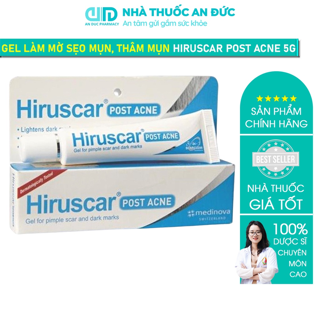 Gel bôi làm mờ thâm sẹo mụn và thâm mụn Hiruscar Post Acne 5g - Nhà Thuốc An Đức