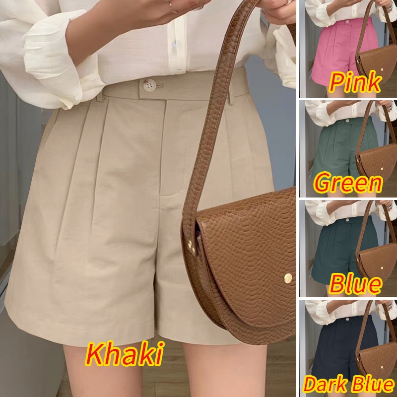 Quần short ZANZEA lưng cao co giãn màu trơn thời trang Hàn Quốc cho nữ