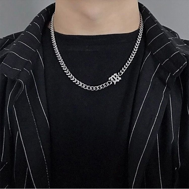 [Thiết Kế] Vòng Cổ Dây Xích Bằng Thép Titan Dày Mặt Chữ Rich Brian Seven Brothers Phong Cách Hip Hop Cuba Độc Đáo Cho Nam Và Nữ