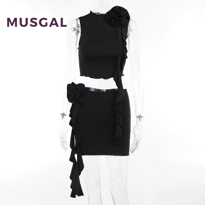 Bộ Áo Màu Trơn Họa Tiết Hoa + Chân Váy Ngắn Thời Trang 2023 Cho Nữ