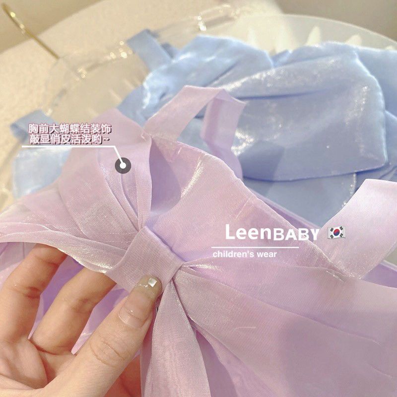 Áo Hai Dây Thắt Nơ Thời Trang Mùa Hè Hàn Quốc 2022 Cho Bé Gái