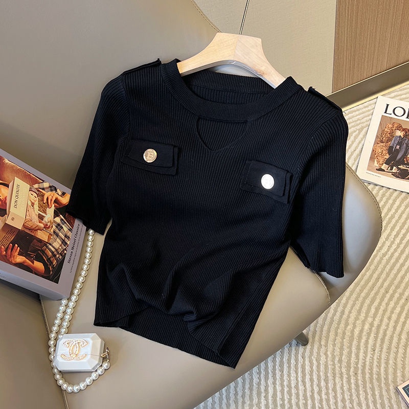 Áo Thun Tay Ngắn Dáng Ôm Bằng Lụa Lạnh Thời Trang Mùa Hè Hàng Mới Dành Cho Bạn Nữ