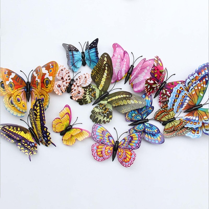 Set 12 Sticker Dán Tường Hình Bướm 3D Dạ Quang Độc Đáo