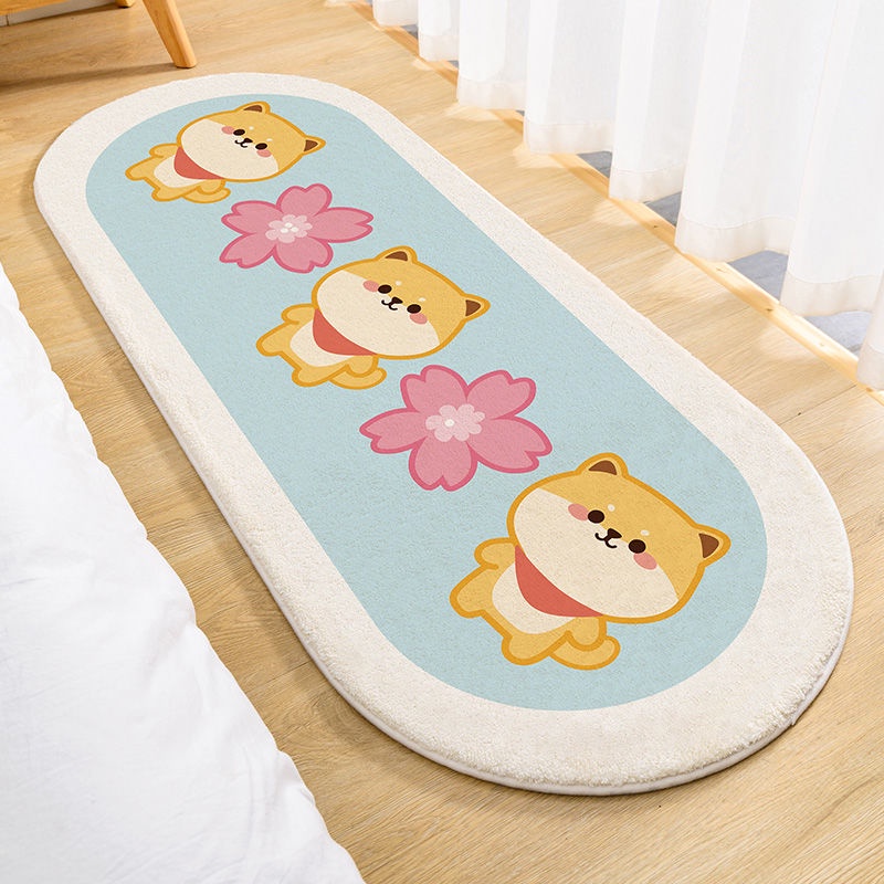 Thảm Chùi Chân Chống Trượt Thấm Hút Tốt Hình Oval Hoạt Hình Đáng Yêu