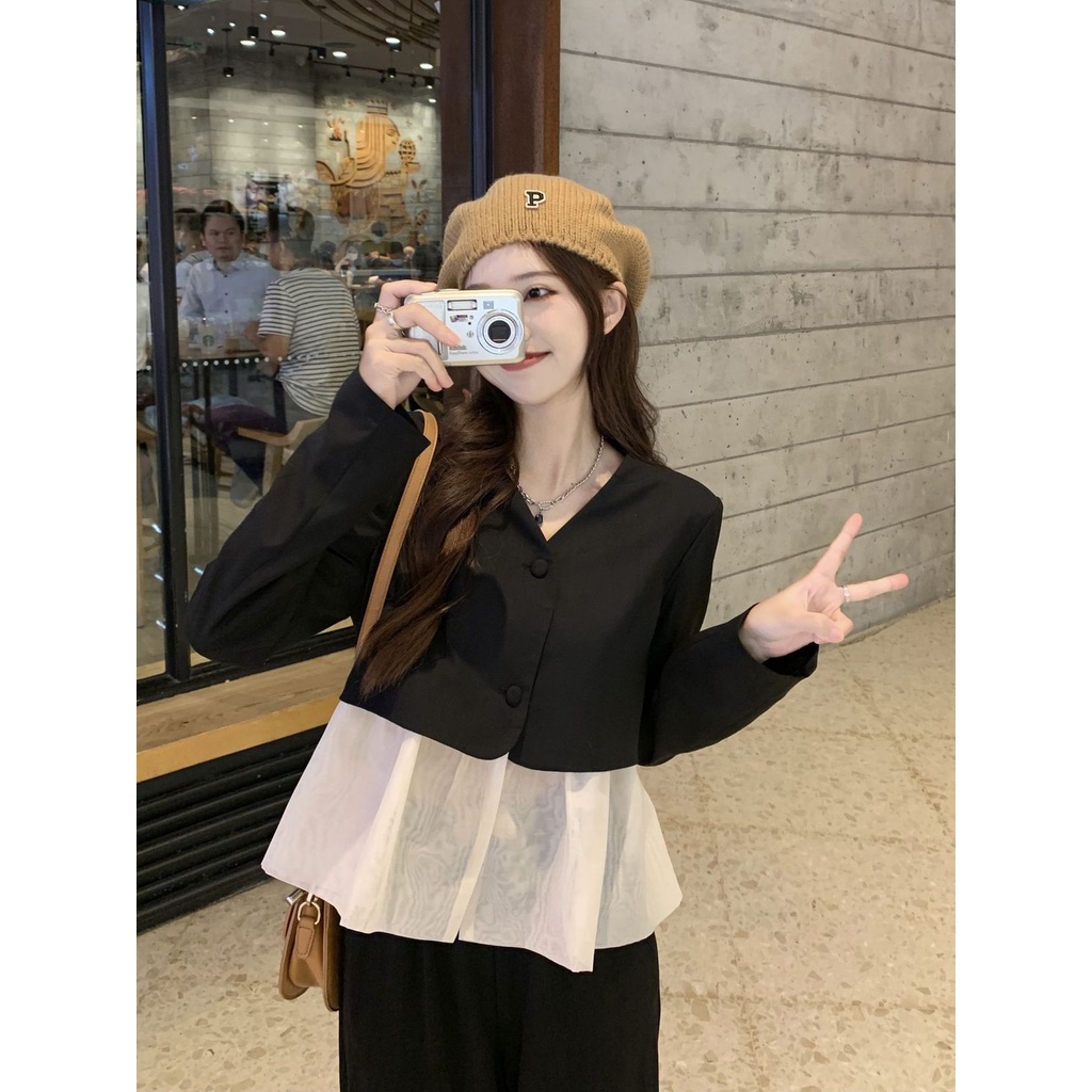 Áo Lưới Tay Dài Cổ Chữ V Thời Trang Mùa Thu Mới Dành Cho Nữ