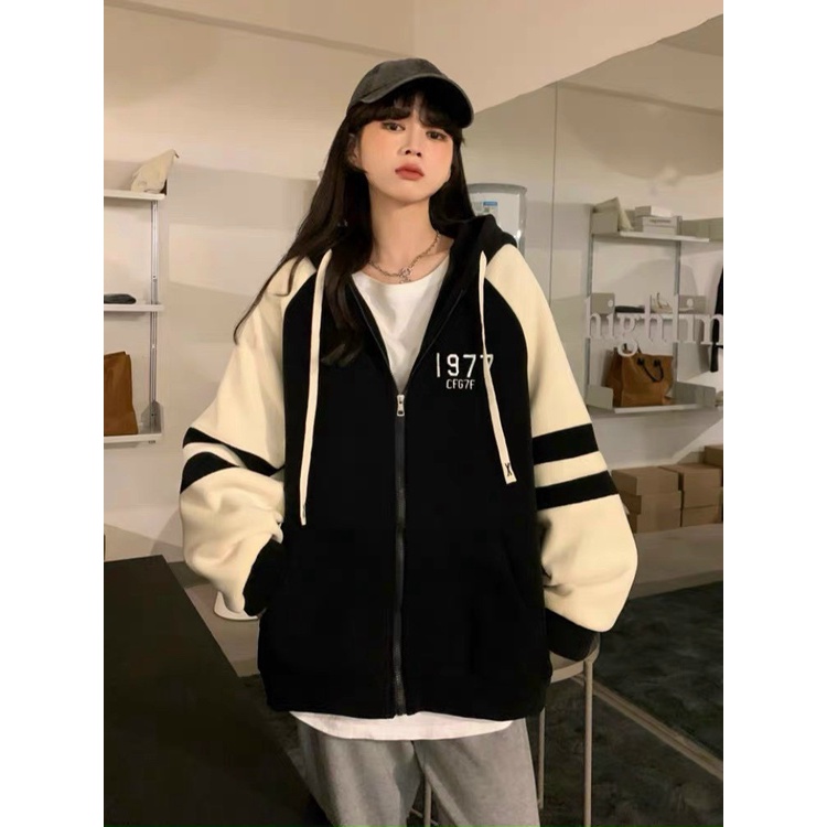 Áo khoác nỉ nữ from rộng đi nắng đi lạnh đều ok  chất nỉ dày mịn ấm áp