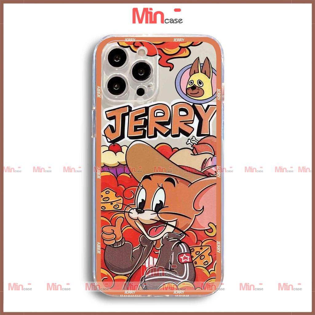 Ốp lưng Tom adn và jerry cạnh vuông chống sốc silicon trong suốt bvc iphone ip 6/6s/7/8/X/XS/11/12/13/14 Pro Plus Max