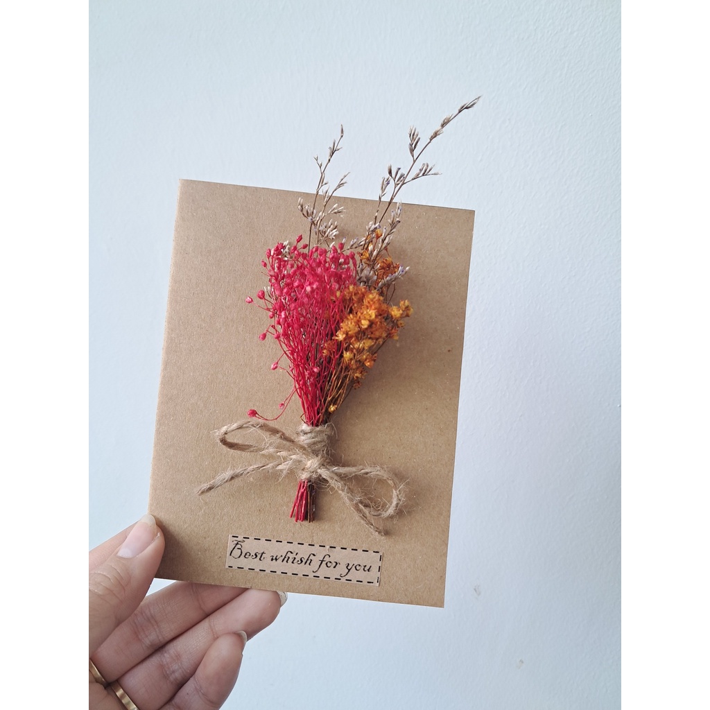 Thiệp hoa khô mini, bỏ vào hộp quà tặng valetine, sinh nhật.