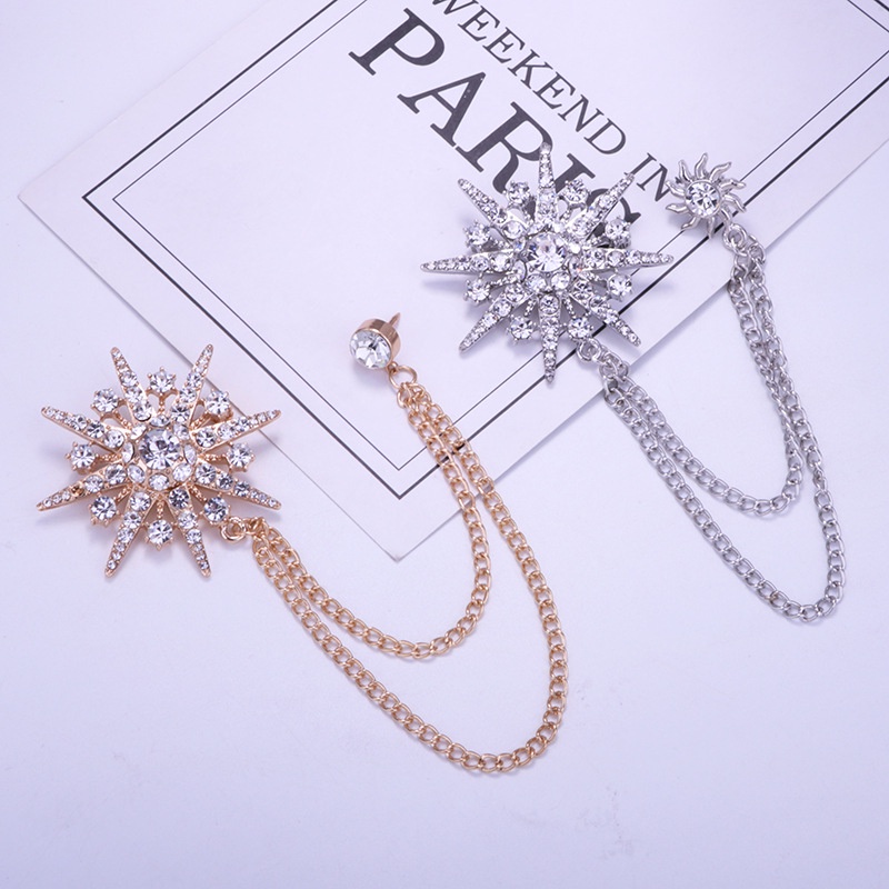 Trâm Cài Áo Ngôi Sao Tua Rua Hình Bông Tuyết Thời Trang Mới Cho Nam