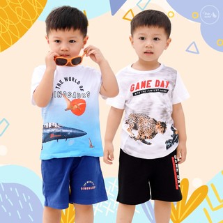 Bộ Bé Trai Size Đại Mặc Nhà Mùa Hè Vải Cotton Mềm Mịn In Ô Tô America Cỡ Từ 3 Đến 11 Tuổi 30kg 40kg