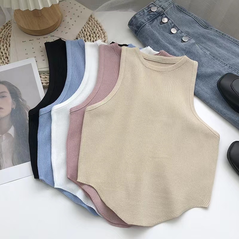 Áo Croptop Hai Dây Màu Trơn Dáng Ôm Thời Trang Mùa Hè Hàn Quốc Quyến Rũ Cho Nữ