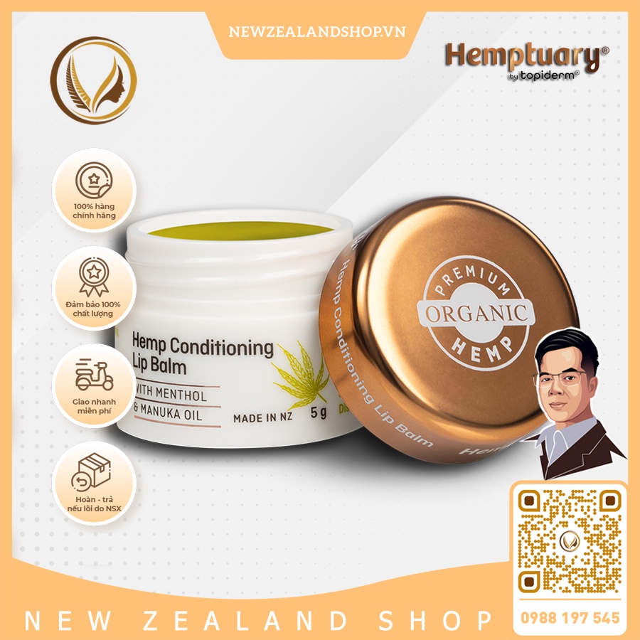 Son dưỡng hữu cơ giảm chàm môi, nứt nẻ môi Hemptuary Conditioning Lip Balm 5g