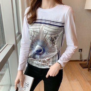 Áo Thun Chiffon Tay Dài Dáng Rộng Phong Cách Phương Tây Thời Trang Mùa Xuân Mới Cho Nữ
