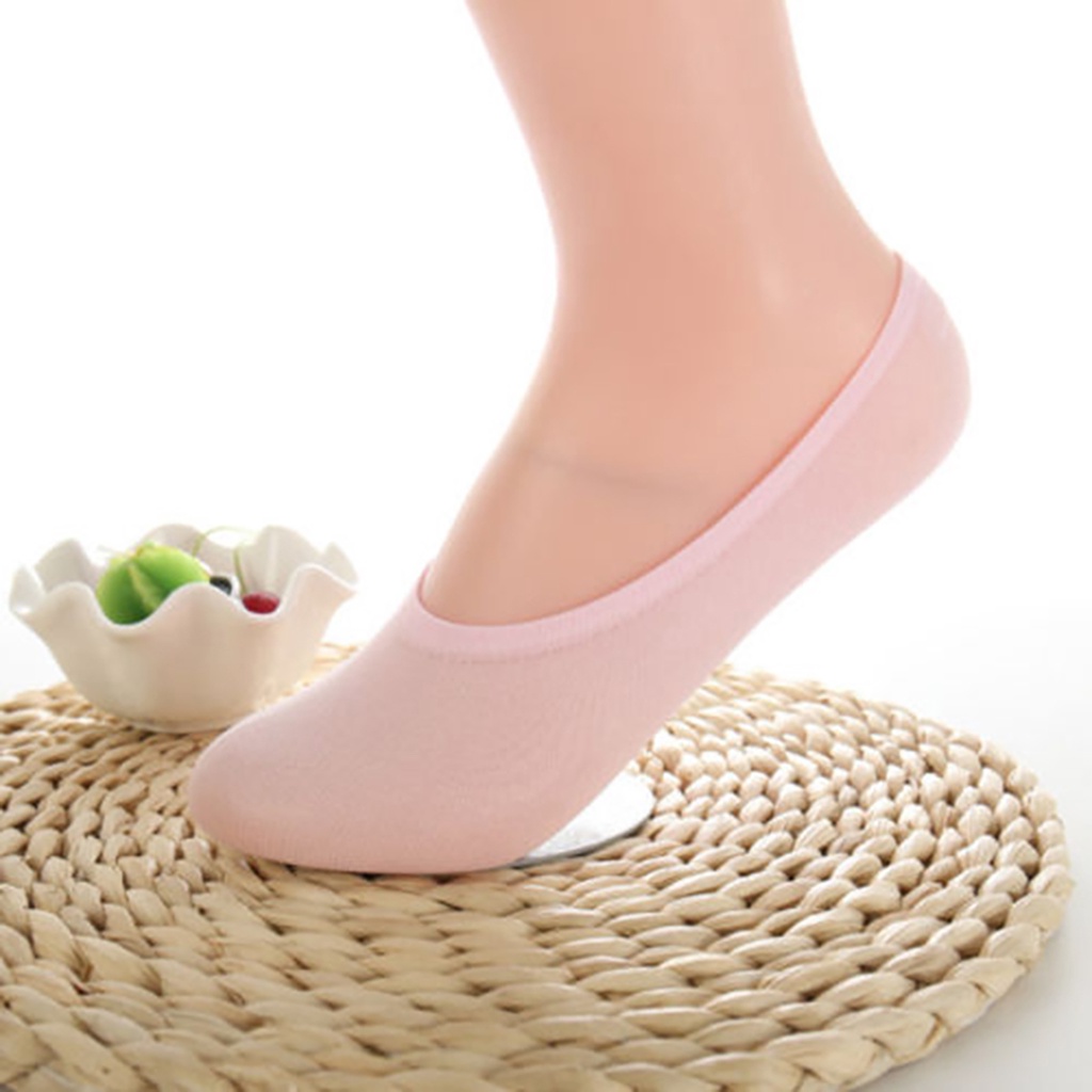 1 Đôi Vớ Cổ Thấp Chống Trượt Thoáng Khí Màu Trơn Dành Cho Nữ