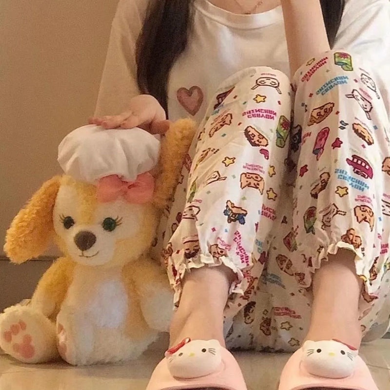 Jiashucheng Quần Ngủ Dài Đến Mắt Cá Chân In Hoạt Hình Shin-Chan Dễ Thương