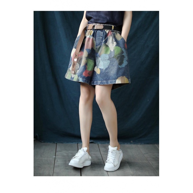 Quần Short Denim Lưng Cao Ống Rộng In Họa Tiết Phong Cách Hàn Quốc Thời Trang Mùa Hè Mới Cho Nữ