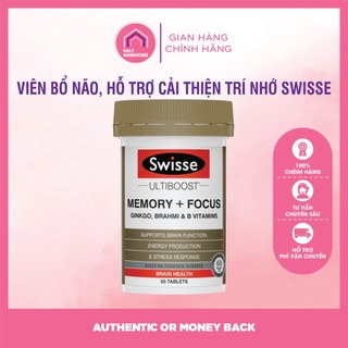Viên uống bổ não, hỗ trợ cải thiện trí nhớ và sự tập trung - Swisse memory + focus - 50 viên
