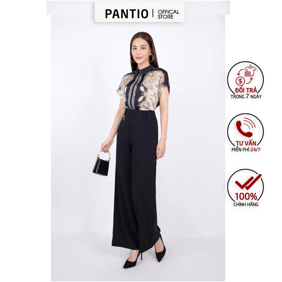 FAS33362 - Áo kiểu công sở vải lụa dáng suông cổ đức vai chờm tay liền - PANTIO