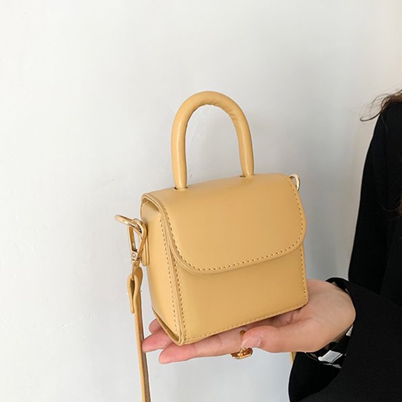 Túi Đeo Vai Khóa Nam Châm Màu Trơn Nhỏ Gọn Đa Năng Thời Trang Cho Nữ