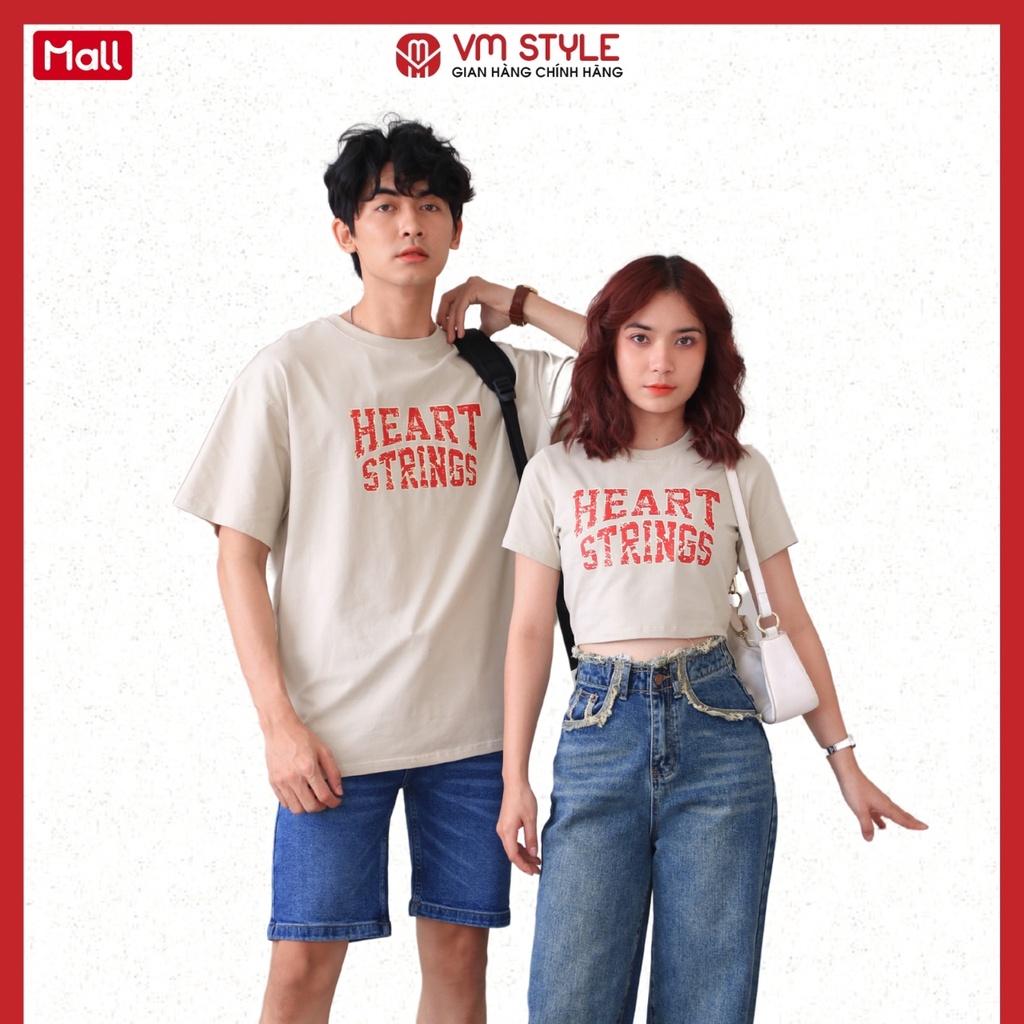 Áo thun nữ VMSTYLE dáng croptop tay ngắn co giãn in HEART STRINGS - ATU00465