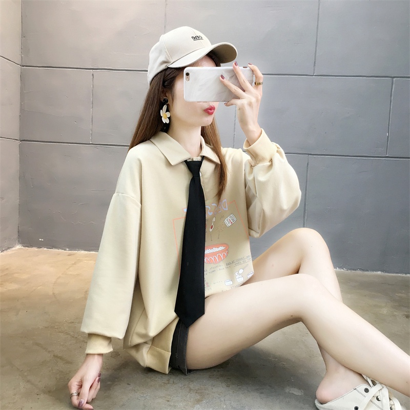 IELGY  Áo sweater Tay Dài Dáng Rộng Cỡ Lớn Thời Trang Cho Nữ