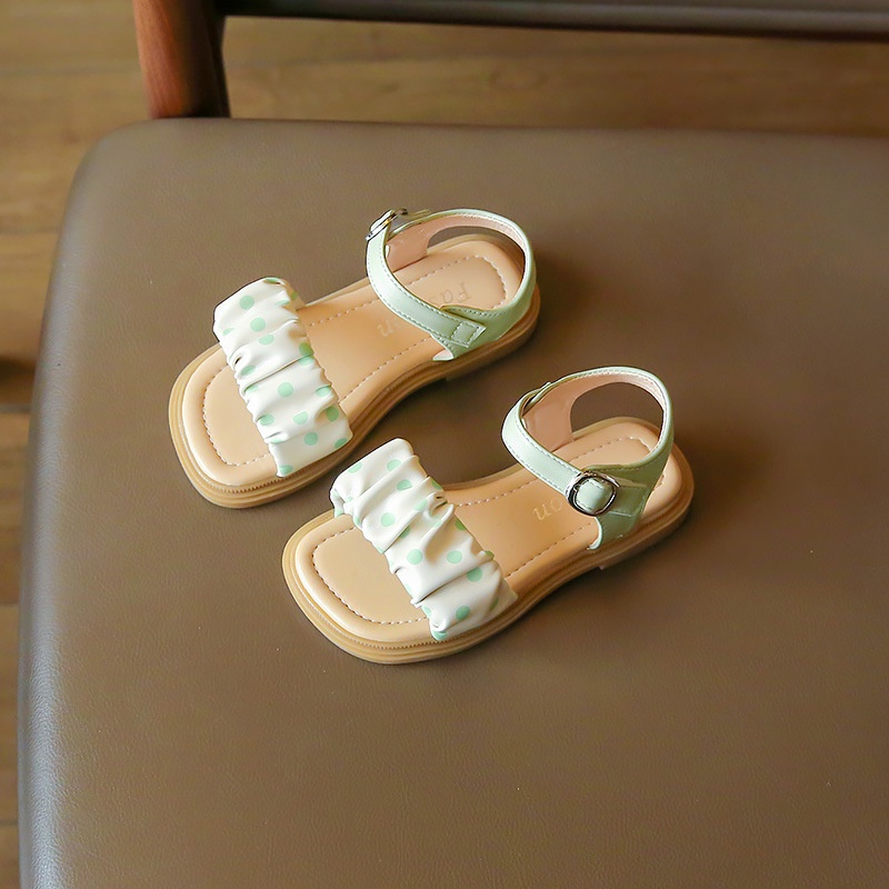 Xăng đan Công Chúa Đế Mềm Chống Trượt Họa Tiết Chấm Bi Cho Bé Gái