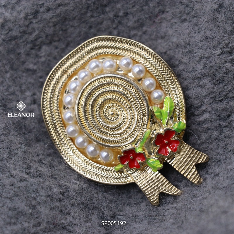 Ghim cài áo nữ Eleanor Accessories hình nón tai bèo ngọc trai nhân tạo phụ kiện trang sức dễ thương 5192