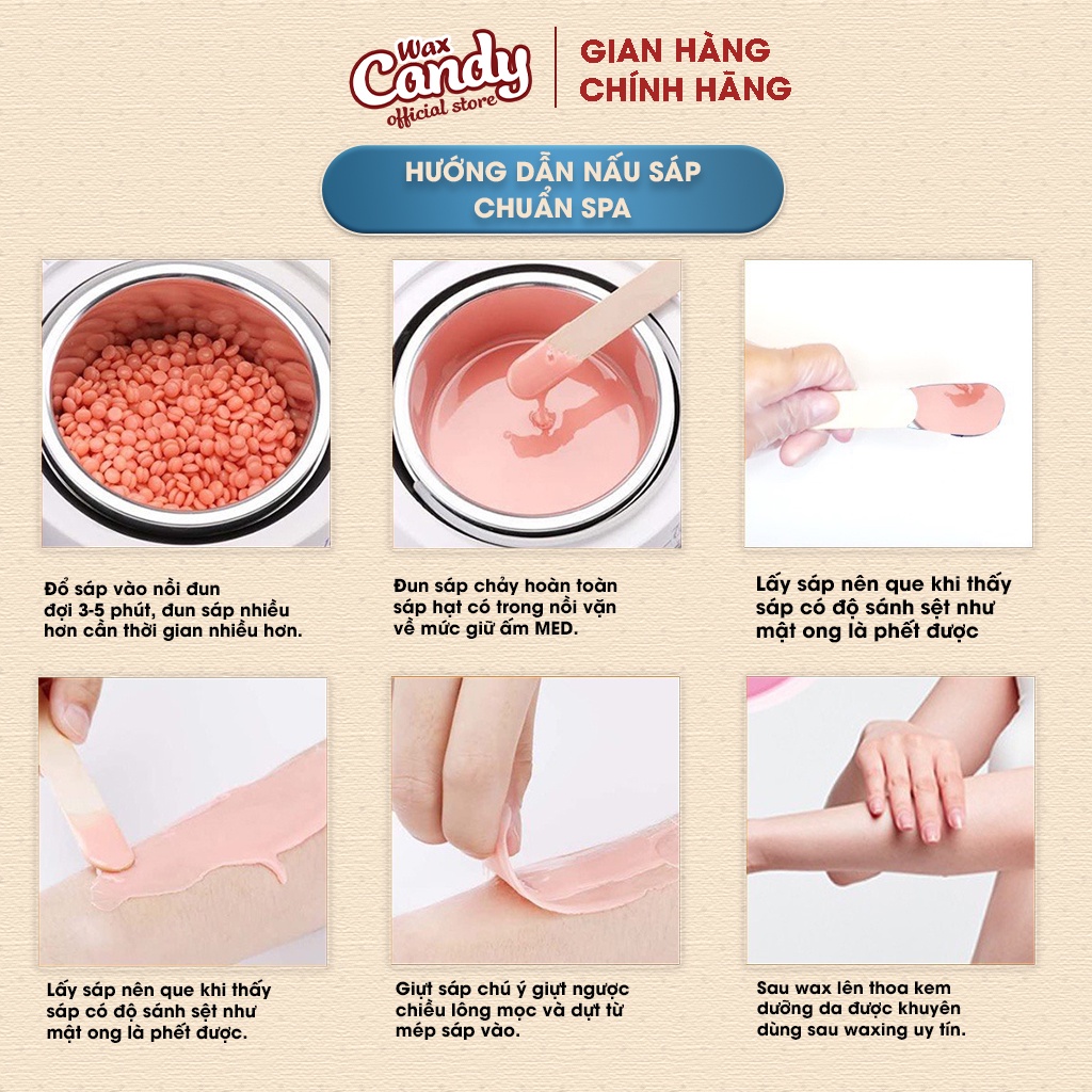 Sáp wax lông hard wax bean CANDYWAX pearl wax chuyên nghiệp 100g