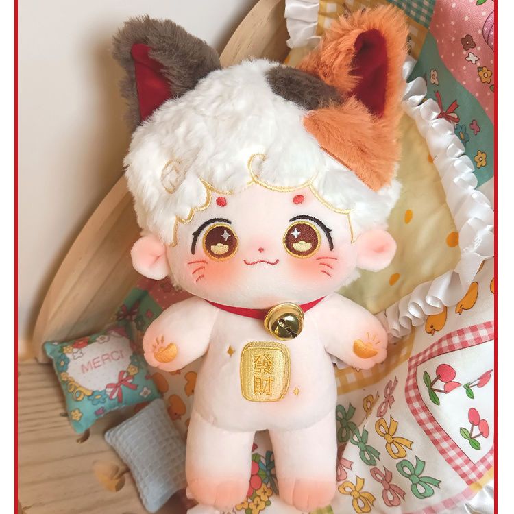 Búp Bê Vải Cotton 20CM Hình Chú Mèo May Mắn Dễ Thương