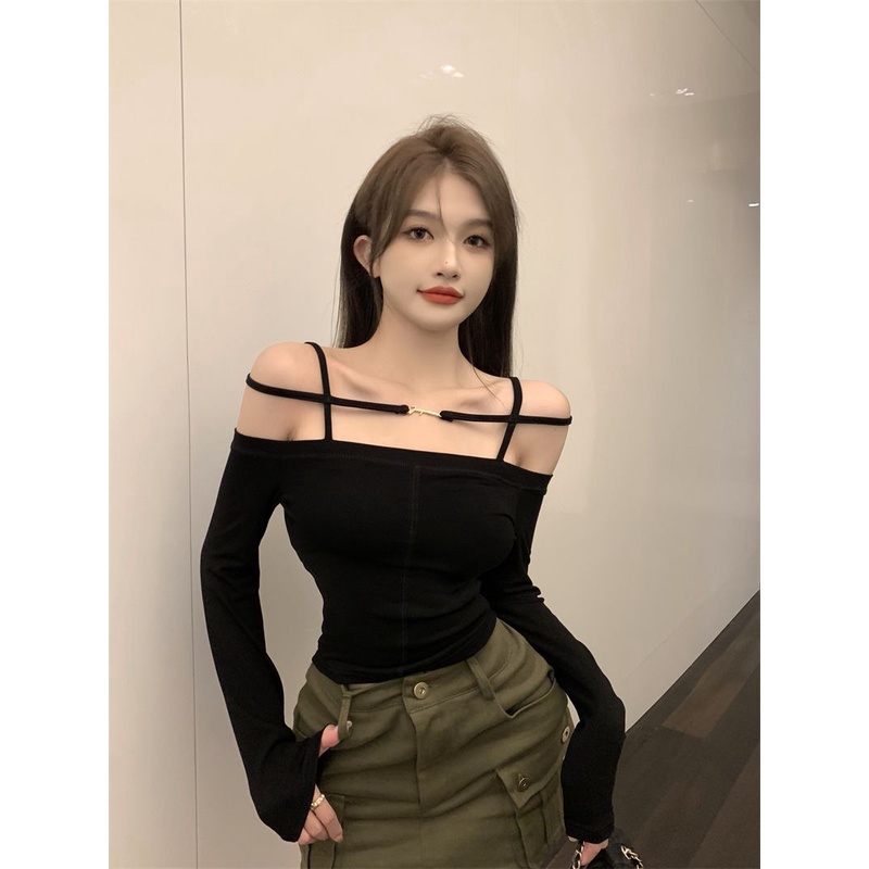 Áo kiểu COZOKC tay dài trễ vai dáng ôm kiểu dáng hợp thời trang