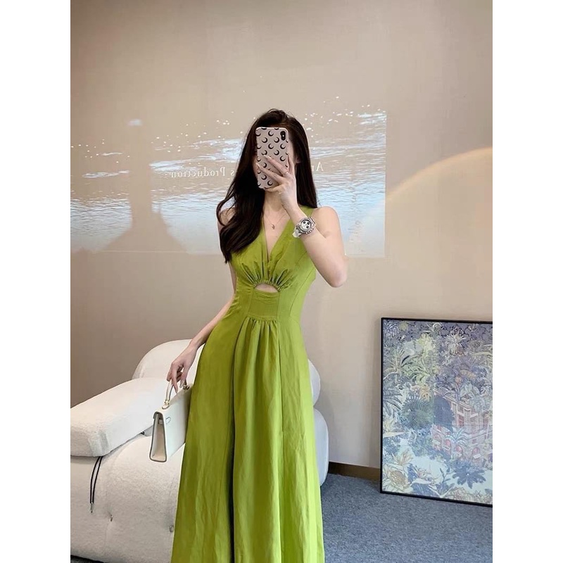 Đầm maxi dáng dài cổ v vải mịn đẹp siêu hot