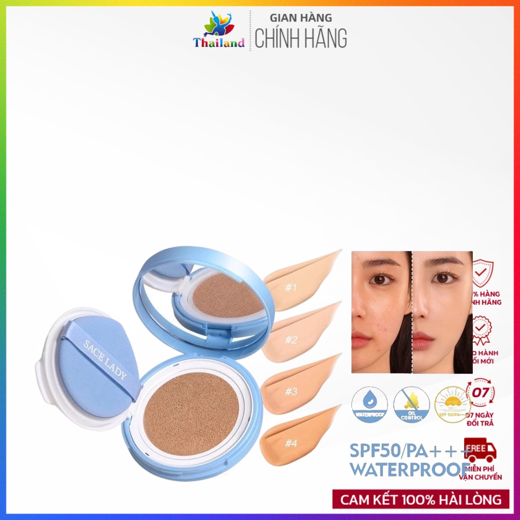 Phấn nước BB Cushion kiềm dầu chống nước, chống nắng SACE LADY Lasting Waterproof SPF 50