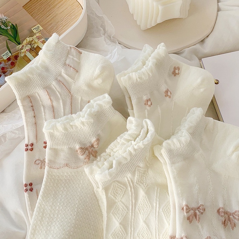 Set 5 Đôi Vớ Cotton Cổ Thấp Chống Trượt Thoáng Khí Thoải Mái