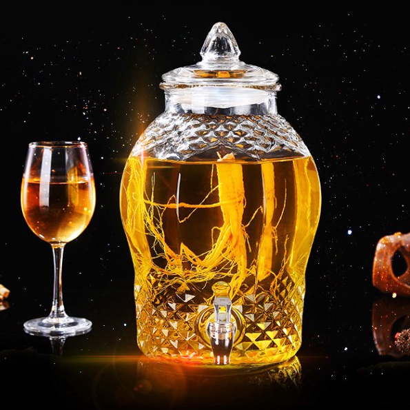 Bình ngâm rượu thủy tinh 3 lít, Lọ keo ngâm rượu đẹp hình kim cương 8833 có van và không van