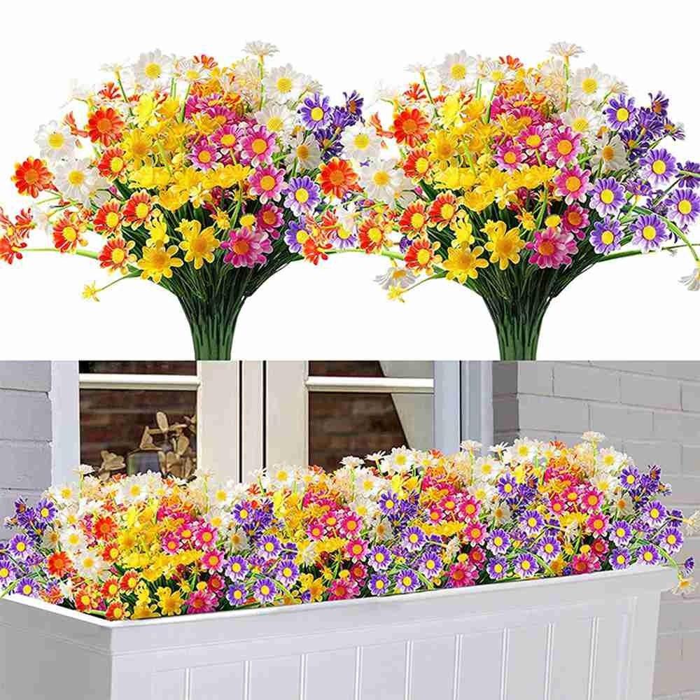 CONOPERY Bộ 2 Bó Hoa Giả Bằng Lụa Nhiều Màu Trang Trí Nhà Cửa / Sân Vườn DIY