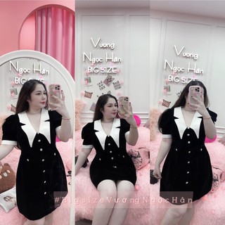 ĐẦM NHUNG NÚT CỔ PHỐI BIGSIZE VƯƠNG NGỌC