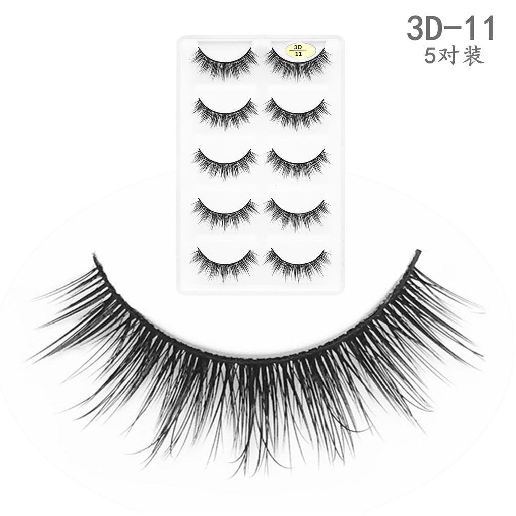 Mi giả Tự Nhiên 3D, Lông Mi Chồn 3D11 Tái Sử Dụng Nhiều Lần Dễ Gắn Chuyên Dùng Cho Makeup 5 Cặp