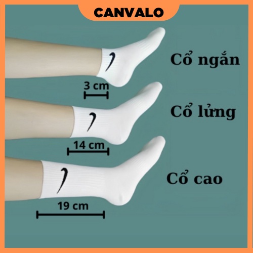 Tất nike nam nữ cổ cao lửng ngắn hàng thể thao dệt kim cao cấp- canvalo